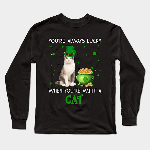 Always Lucky When You_re With A Cat T-shirt Long Sleeve T-Shirt by Elsie